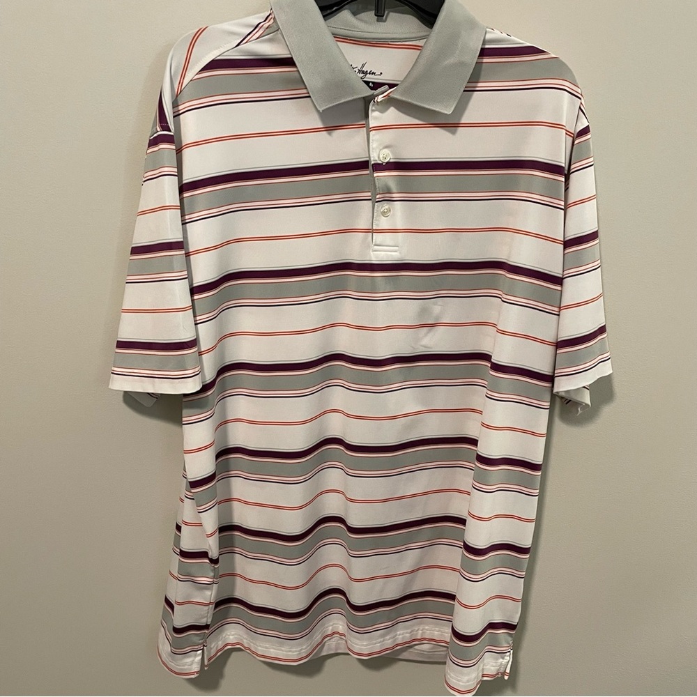 Walter Hager Hydro Dry Men’s Golf  Shirt .Striped Polo . Item # 11163